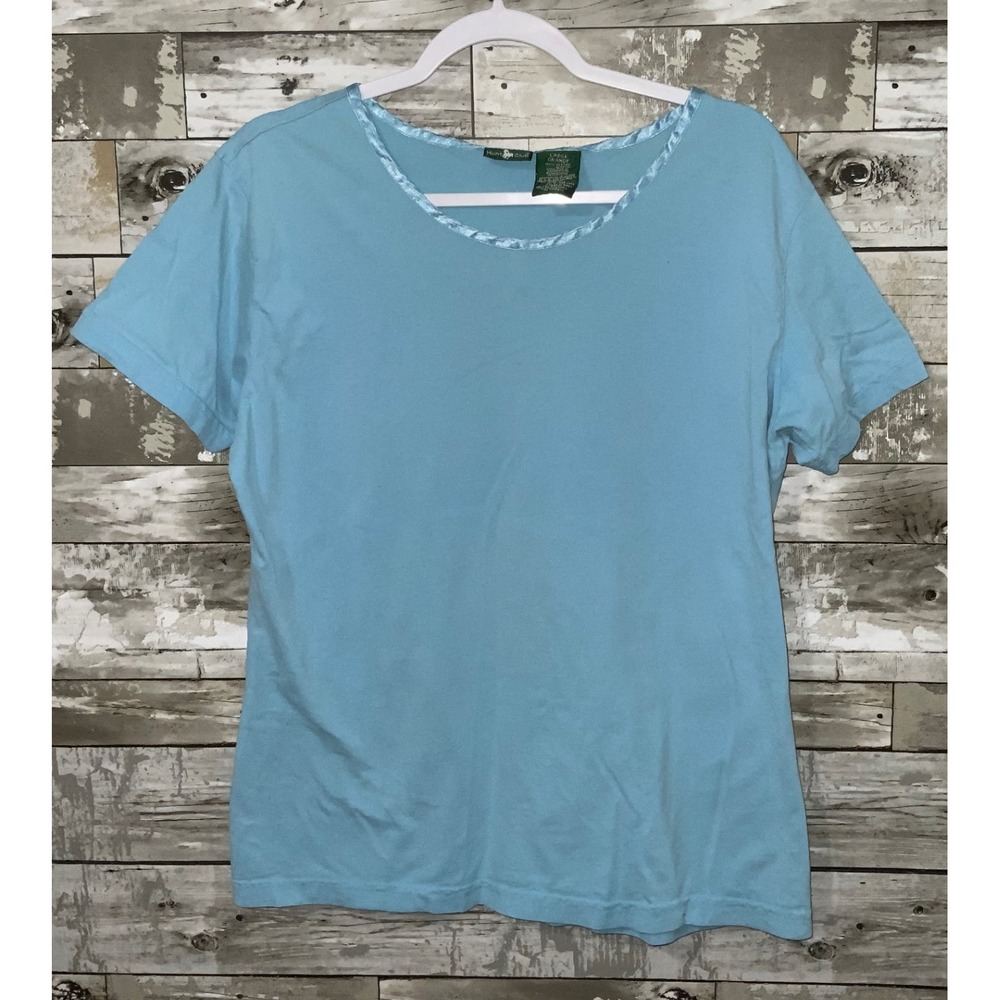 Hunt Club Womens Solid Blue Short Sleeve Top Tee‎ 100% Cotton Size L